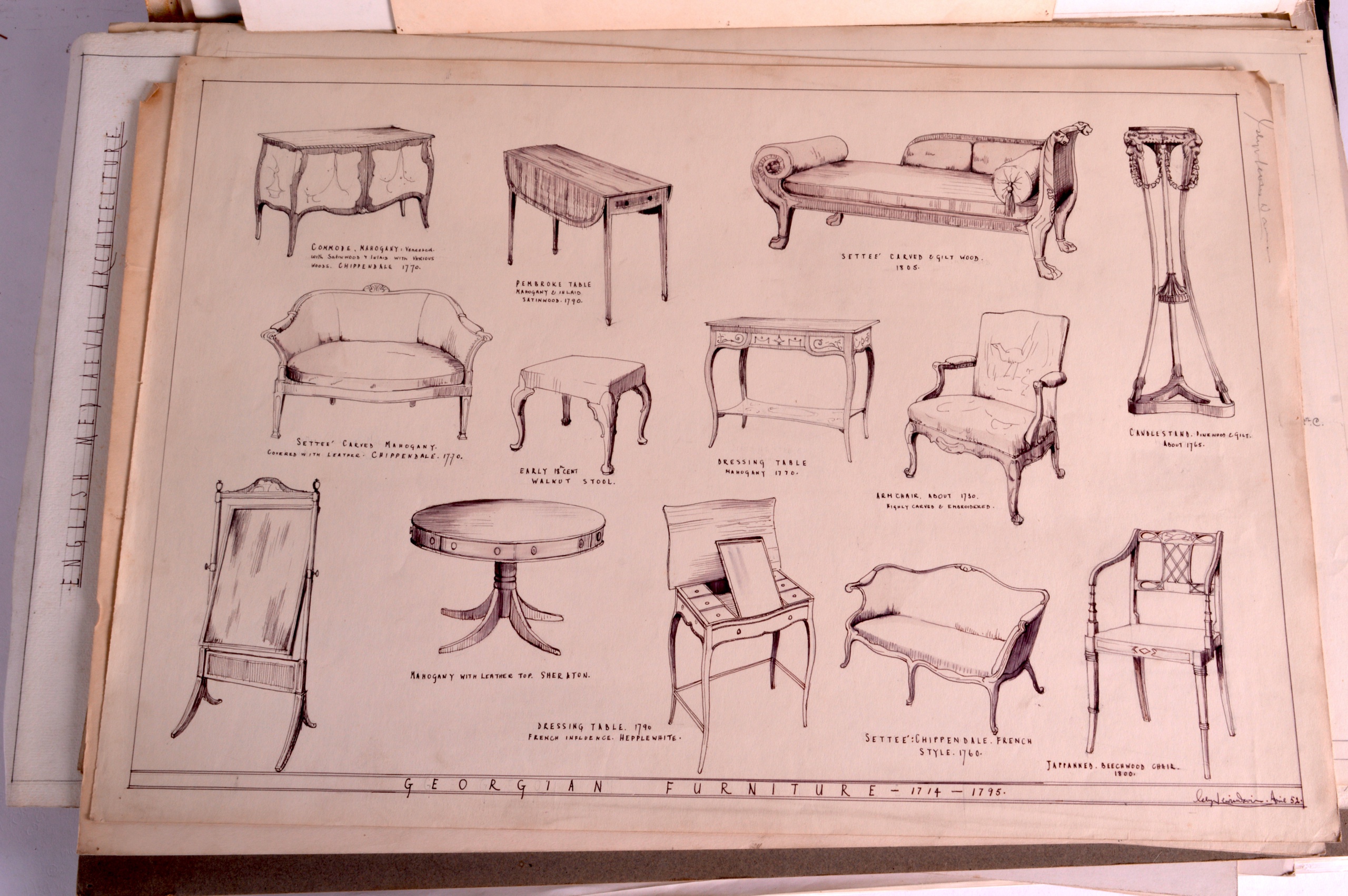 A RARE COLLECTION OF 1920S DRAWINGS including designs from the time period, contained within a - Image 2 of 3