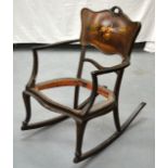 AN UNUSUAL FRENCH ANTIQUE VERNE MARTIN ROCKING CHAIR.