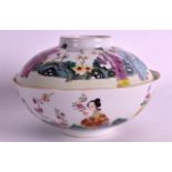 A 19TH CENTURY CHINESE FAMILLE ROSE BOWL AND COVER Daoguang mark and period, painted with scholars