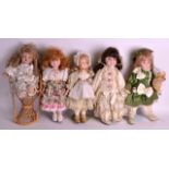 A COLLECTION OF COLLECTORS PORCELAIN DOLLS in various forms and sizes. (5)