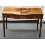 A 19TH CENTURY MAHOGANY SIDE TABLE with two short and one long drawer. 3Ft 6ins wide.