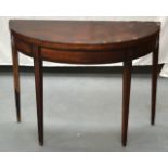 A GEORGE III CARD TABLE with folding top upon slender legs. 3Ft 1ins wide.