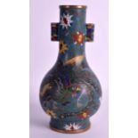 A CHINESE QING DYNASTY CLOISONNE ENAMEL ARROW VASE decorated with a phoenix bird amongst scrolling
