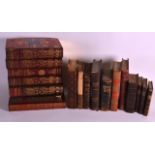 A GOOD COLLECTION OF ANTIQUE LEATHER BOUND BOOKS including various titles and editions. (qty)