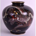 A LOVELY EARLY 20TH CENTURY JAPANESE MEIJI PERIOD CLOISONNE ENAMEL JAR decorated with a large