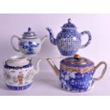 AN 18TH CENTURY CHINESE EXPORT BLUE AND WHITE TEAPOT AND COVER Qianlong, together with three other