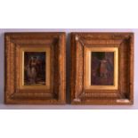 Italian School (19th Century) Oil on board, 'Interiors', Pair. Each image 4ins x 5.5ins.