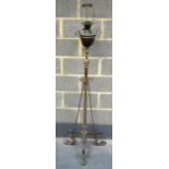 A VICTORIAN EXTENDING BRASS ADJUSTABLE FLOOR LAMP in the manner benson. 5Ft 2ins high un extended.