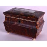 A GOOD MID 19TH CENTURY CARVED TORTOISESHELL TEA CADDY inset with a panel entitled 'The Great