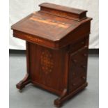 AN EDWARDIAN MAHOGANY DAVENPORT with satinwood inlay. 3Ft 7ins high.