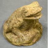 A LARGE STONEWARE GARDEN FROG.