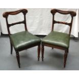 A PAIR OF WILLIAM IV CHAIRS with crossbanded and leather inset seats.