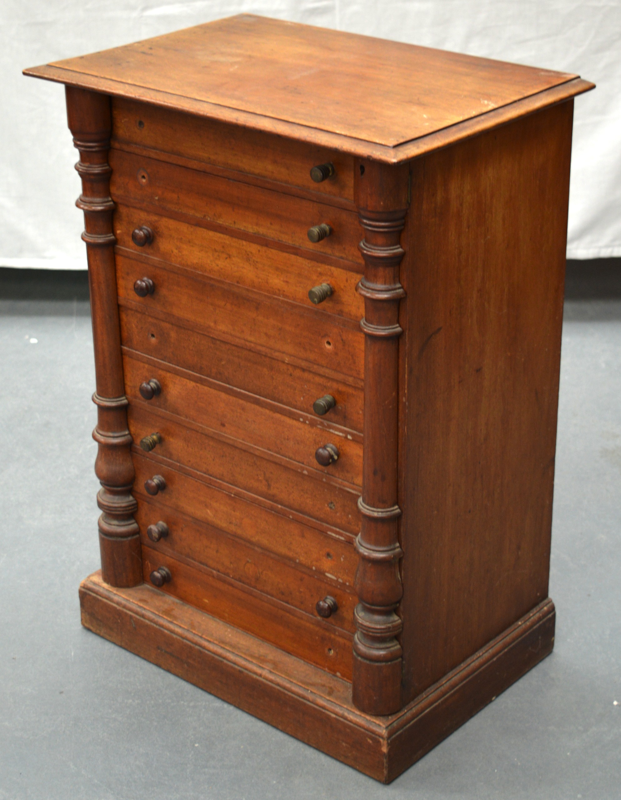 A LOVELY VICTORIAN SPECIMAN CABINET containing numerous spiecmans including butteflies etc. 2ft 3ins