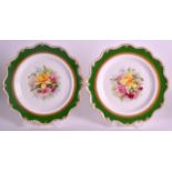 A PAIR OF ROYAL WORCESTER CABINET PLATES painted by Harry Chair (note Chair painted similar roses on