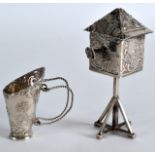 A SMALL 19TH CENTURY NOVELTY DUTCH SILVER HOUSE with Victorian London import marks, together with