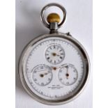 A GOOD 19TH CENTURY CONTINENTAL SILVER POCKET WATCH by S Smith & Son, the dial with triple features,