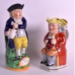 A 19TH CENTURY STAFFORDSHIRE CHARACTER JUG entitled Hearty Good Fellow, together with another