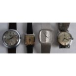 A CONTINENTAL SILVER DIAREX LADIES WRISTWATCH together with three other watches. (4)