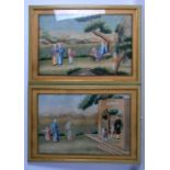 A PAIR OF LATE 18TH CENTURY CHINESE FRAME WATERCOLOURS Qianlong, depicting children and figures