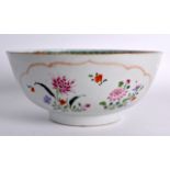 AN 18TH CENTURY CHINESE EXPORT FAMILLE ROSE BOWL Qianlong, painted with floral panels. 7Ins