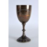 A VICTORIAN SILVER GOBLET engraved 'Christmas Sale 1885'. London 1885. 3oz. 6.25ins high.