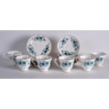 A SET OF SIX QUEEN ANNE BONE CHINA TRIOS decorated with flowers. (18)