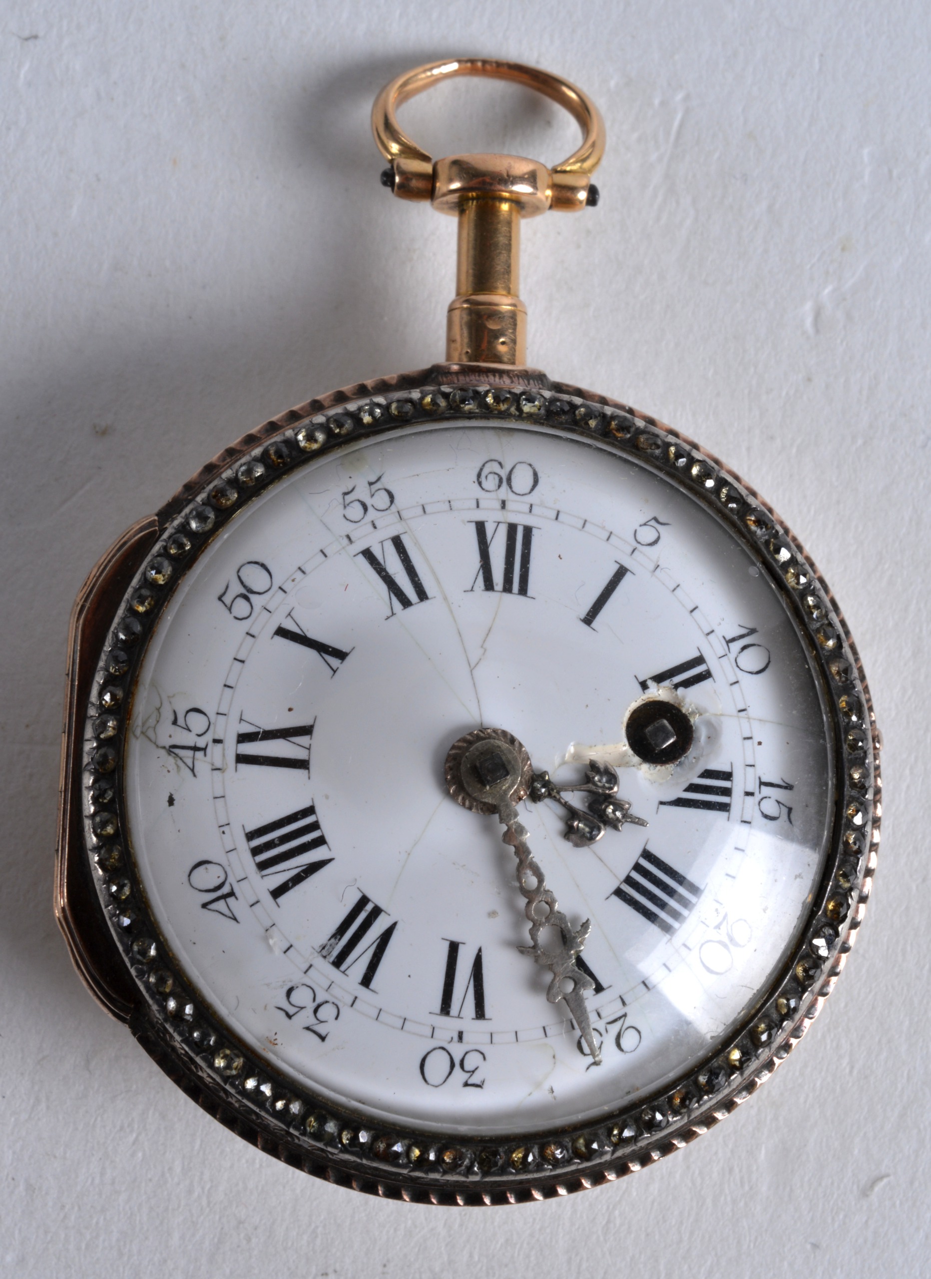 A GOOD 19TH CENTURY LADIES HALF HUNTER GOLD FOB WATCH the movement signed T Cole London, No 22358.