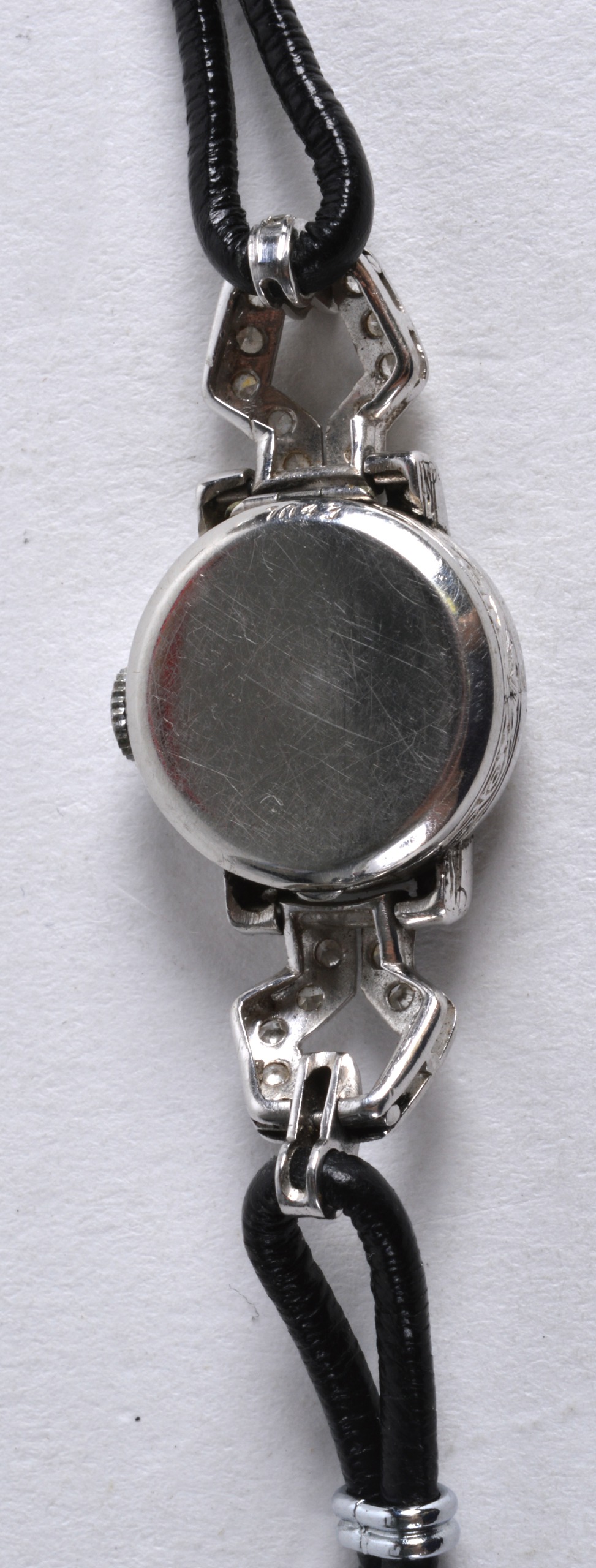 A 1930S LADIES 9CT WHITE GOLD LADIES COCKTAIL WATCH. 1.25ins long. - Image 2 of 2