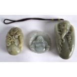 A CHINESE CARVED JADE BOULDER 20th Century, together with a jade carving & another. (3)