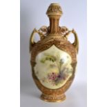 A GOOD LARGE 19TH CENTURY ROYAL WORCESTER TWIN HANDLED VASE in the Islamic style, highlighted in