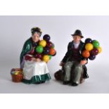 A PAIR OF ROYAL DOULTON FIGURES OF BALOON SELLERS Hn No. 1954 & 1315.