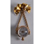 AN UNUSUAL YELLOW GOLD AND ESSEX CRYSTAL LADIES FOB WATCH.