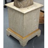 A FRENCH MARBLE AND GILT METAL SQUARE FORM STAND. 2Ft 1ins high.