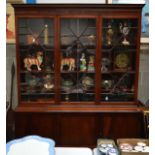 A VERY LARGE 19TH CENTURY MAHOGANY DISPLAY CASE with glass doors and base with cupboard doors. 6Ft