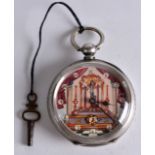AN EARLY 20TH CENTURY CONTINENTAL SILVER POCKET WATCH the front painted with a scene of Jesus upon
