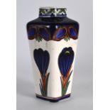 AN ARTS AND CRAFTS ROYAL COPENHAGEN FAIENCE VASE C1912 signed PS, painted with flowers. 6.75ins