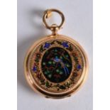 A FINE EARLY 20TH CENTURY 9CT GOLD AND ENAMEL VIENNA LADIES WATCH in a fitted case, wonderfully