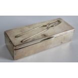 A LATE VICTORIAN SILVER RECTANGULAR 'HAIR PIN' BOX. Birmingham 1895. 4ins wide.