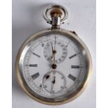 A LATE 19TH/20TH CENTURY CONTINENTAL SILVER POCKET WATCH with two subsidiary dials and fitted