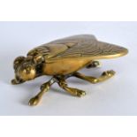 AN EARLY 20TH CENTURY BRASS INKWELL in the form of a fly. 4Ins wide.