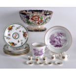 A MID 19TH CENTURY STAFFORDSHIRE CUP AND SAUCER together with various other pottery. (qty)