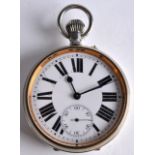 A LARGE VICTORIAN GENTLEMANS POCKET WATCH with bold black numerals and subsidiary dial. 2.25ins