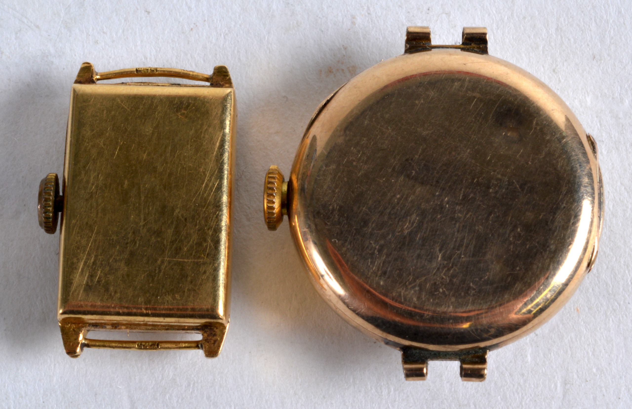 A 9CT YELLOW GOLD LADIES WATCH FACE together with an 18ct yellow gold watch face. (2) - Image 2 of 2