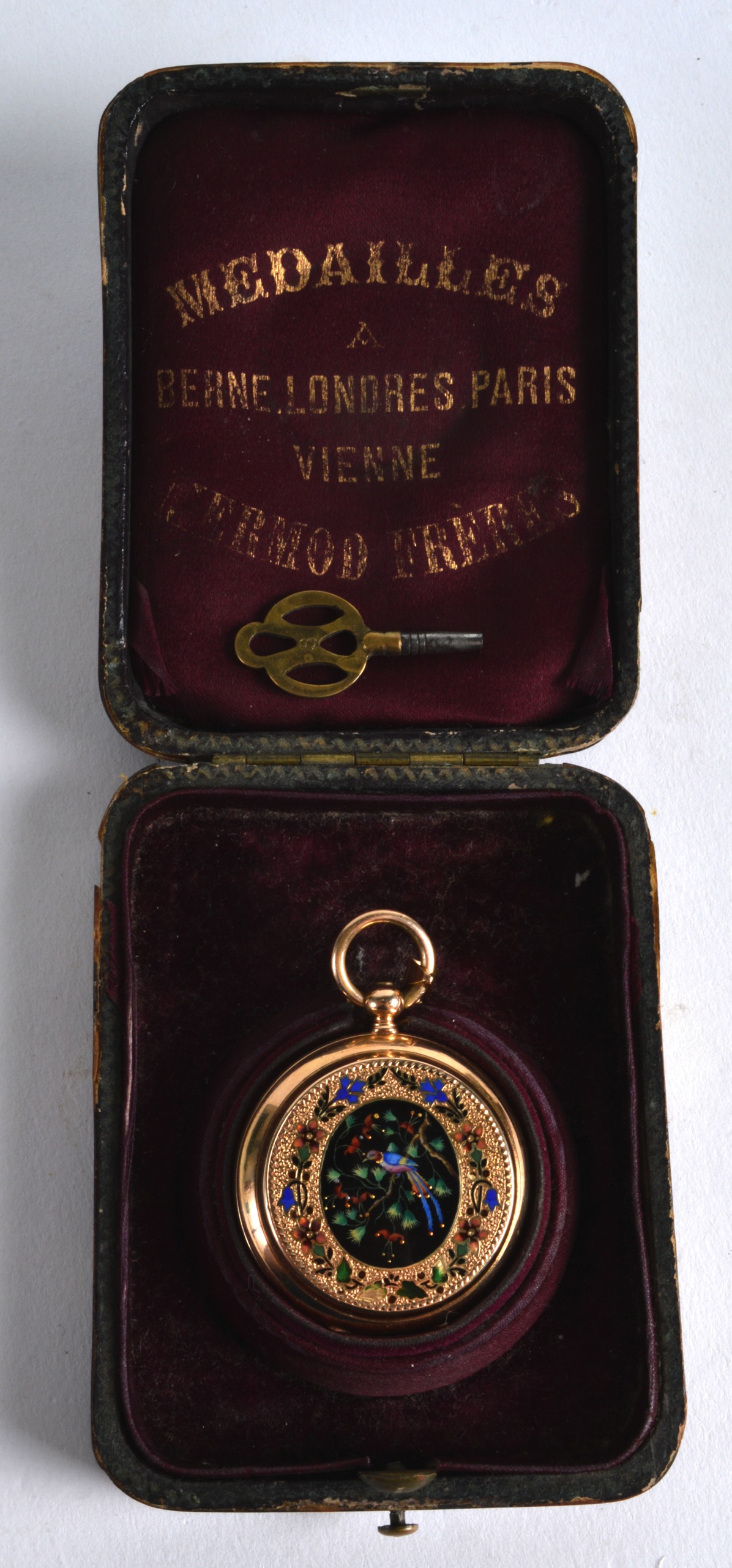 A FINE EARLY 20TH CENTURY 9CT GOLD AND ENAMEL VIENNA LADIES WATCH in a fitted case, wonderfully - Image 5 of 5