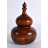 A CHINESE TURNED HARDWOOD DOUBLE GOURD VASE AND COVER 20th Century. 5.5ins high.