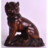 AN UNUSUAL VICTORIAN CARVED WOOD NOVELTY INKWELL modelled in the form of a scowling hound, upon a