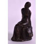 French School (19th Century) A bronze study of a seated nude female. 4.25ins high.