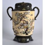 A FINE 19TH CENTURY JAPANESE MEIJI PERIOD SILVER ENAMEL AND SHIBAYAMA KORO AND COVER decorated all