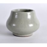 A 19TH CENTURY CHINESE GREY GLAZED BRUSH WASHER bearing Qianlong marks to base, of small proportions