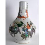 A GOOD 19TH CENTURY CHINESE FAMILLE VERTE BALUSTER VASE Kangxi style, painted with figures upon